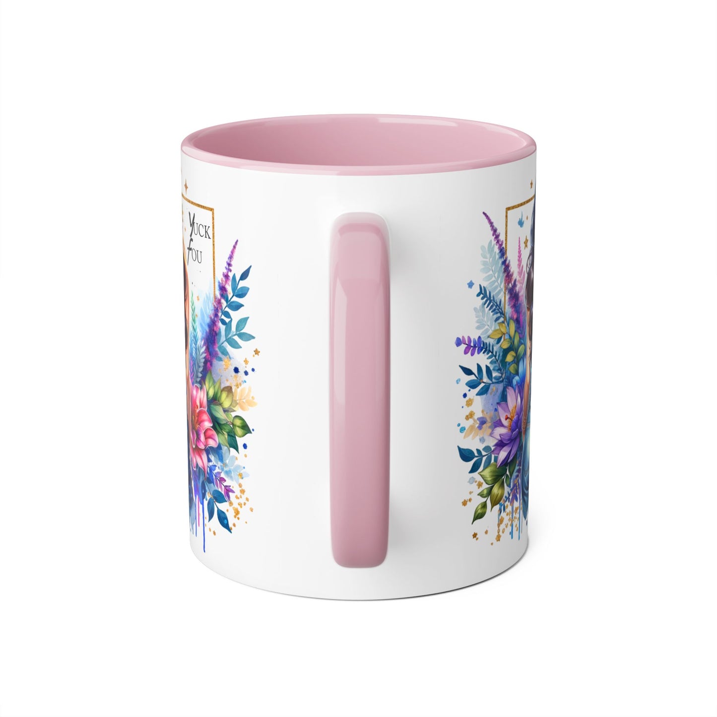 Yuck Fou Bohemian Floral Accent Mug, 11oz, Artistic Coffee Cup, Gift for Her, Stylish Drinkware, Home Decor, Unique Kitchen Accessories