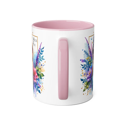 Yuck Fou Bohemian Floral Accent Mug, 11oz, Artistic Coffee Cup, Gift for Her, Stylish Drinkware, Home Decor, Unique Kitchen Accessories