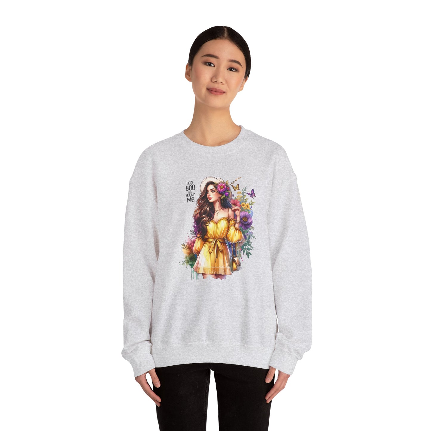 Lost You And Found Me Floral Art Crewneck Sweatshirt, Cozy Unisex Sweater, Gift for Her, Spring Fashion, Inspirational Apparel