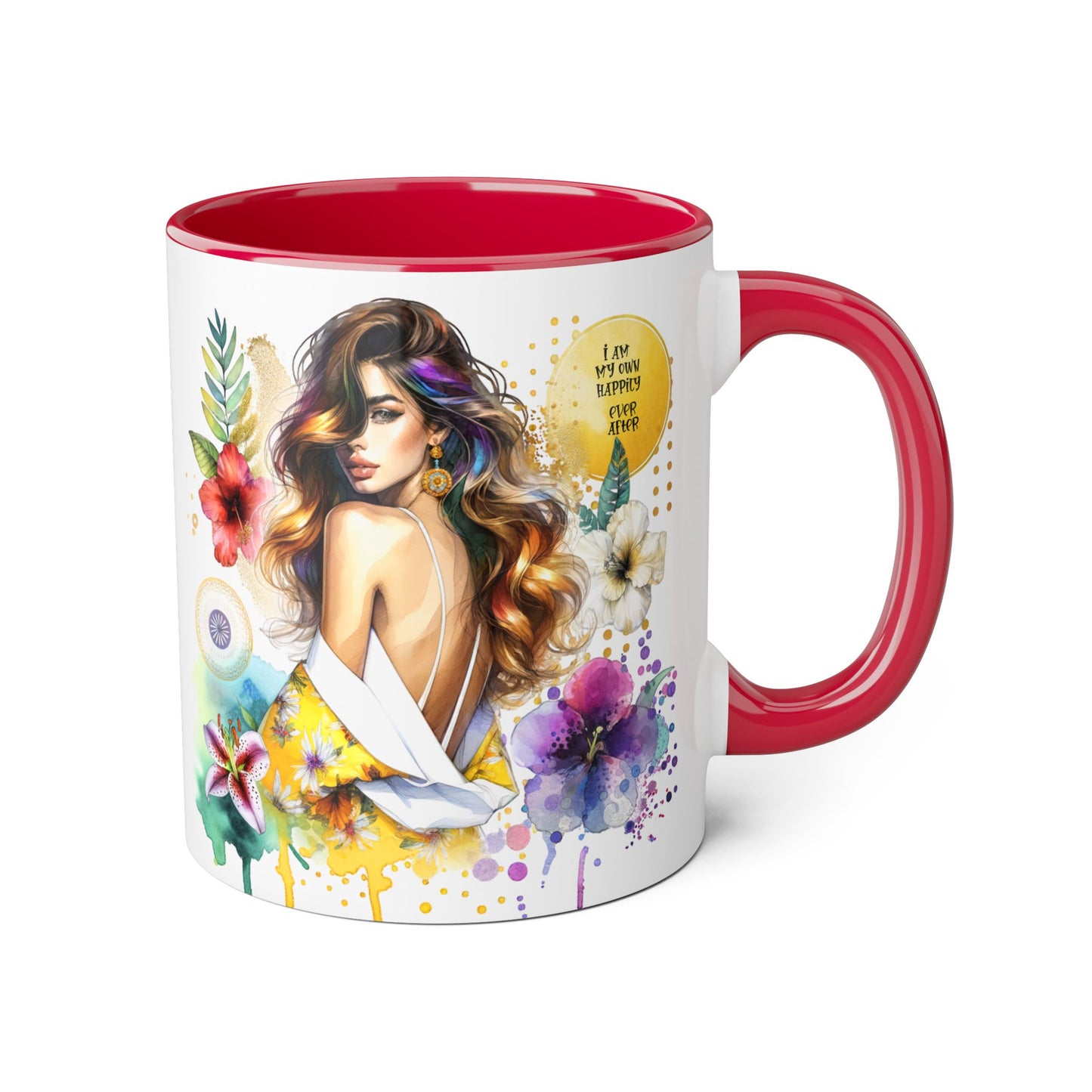 I Am My Own Happily Ever After Inspirational Floral Accent Mug - 11oz Motivational Coffee Cup for Women