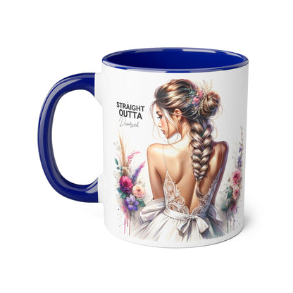 Straight Outta Divorced Humoristic Elegant Floral Accent Mug - Perfect Gift for Wedding, Birthdays, or Just Because, Straight Outta, Personalized Coffee Cup