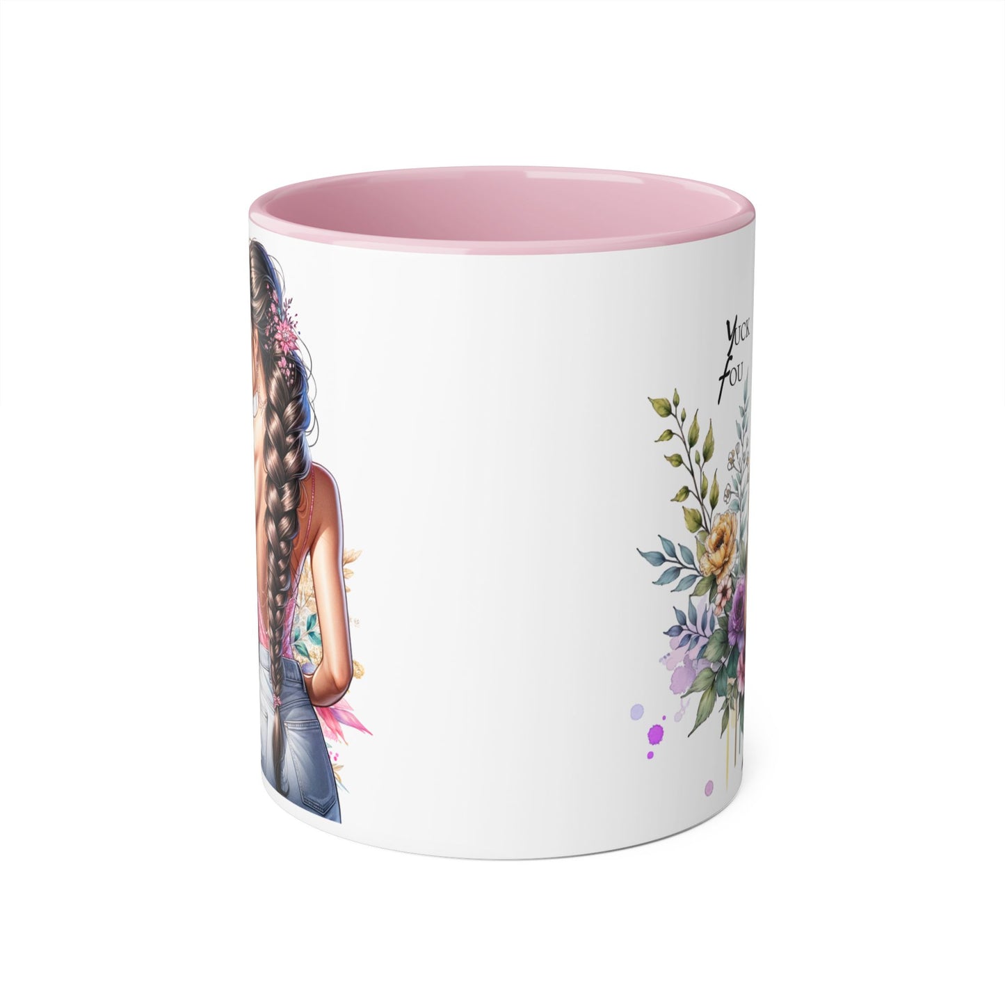 Yuck Fou Floral Art Accent Mug, Inspirational Coffee Cup, Unique Gift for Her, Mother’s Day Present, Home Decor, Art Lover Mug