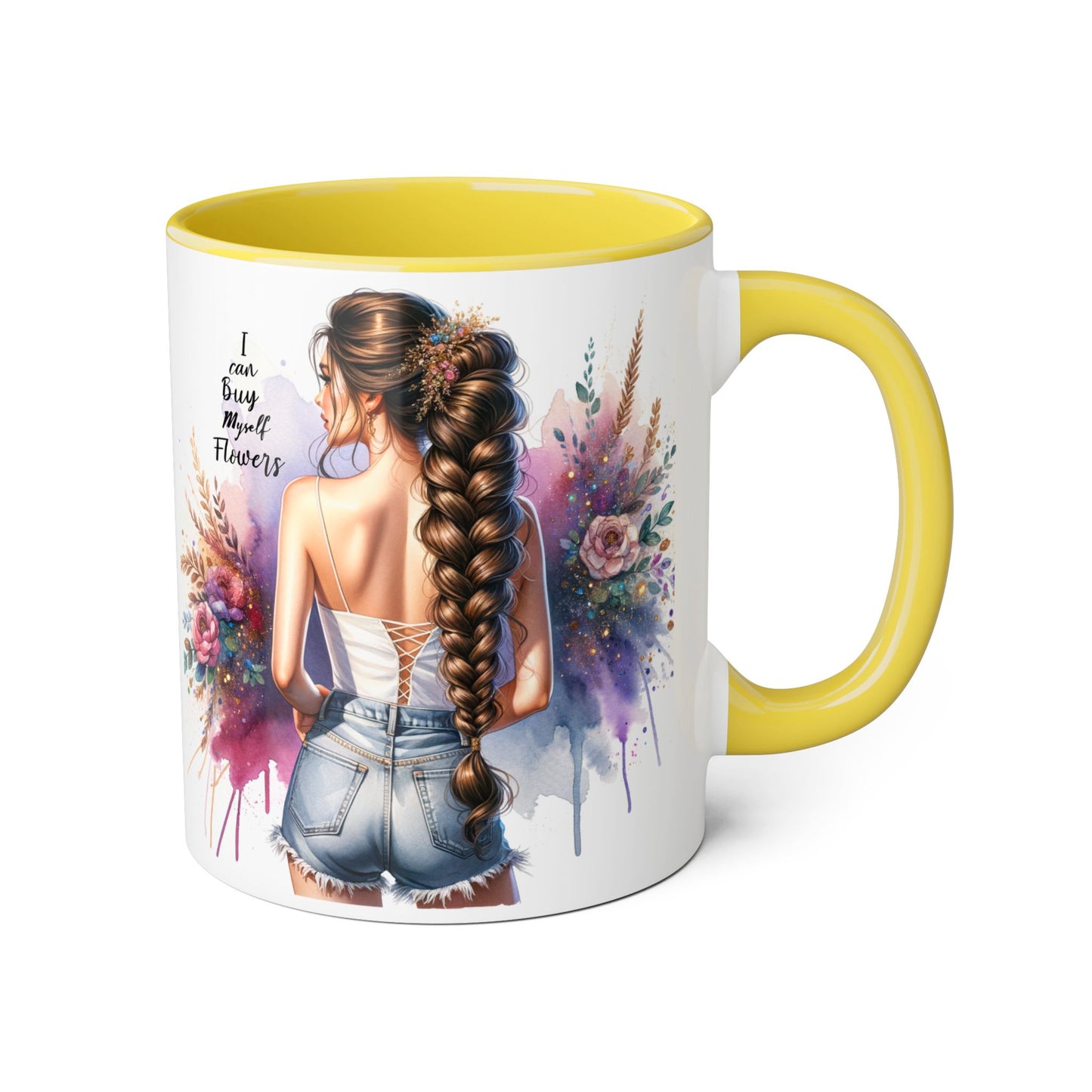 Floral Accent Mug, I Can Buy My Own Flowers Coffee Cup, Gift for Flower Lovers, Cute Floral Mug, Tea Cup for Women