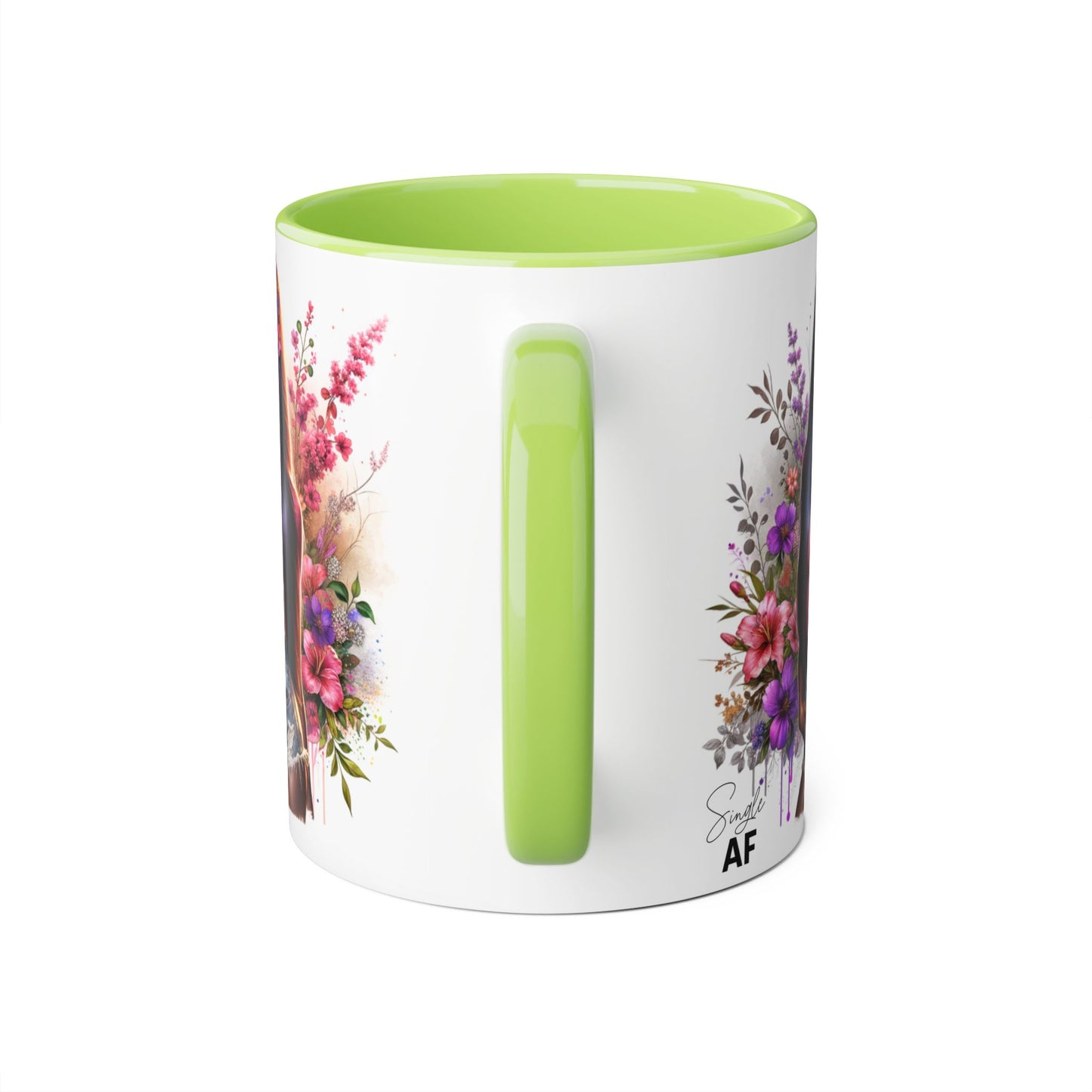 Single AF Floral Portrait Accent Mug, Unique Gift for Coffee Lovers, Home Decor, Self-Care, Birthday, Floral Art Mug, Artistic Coffee Cup