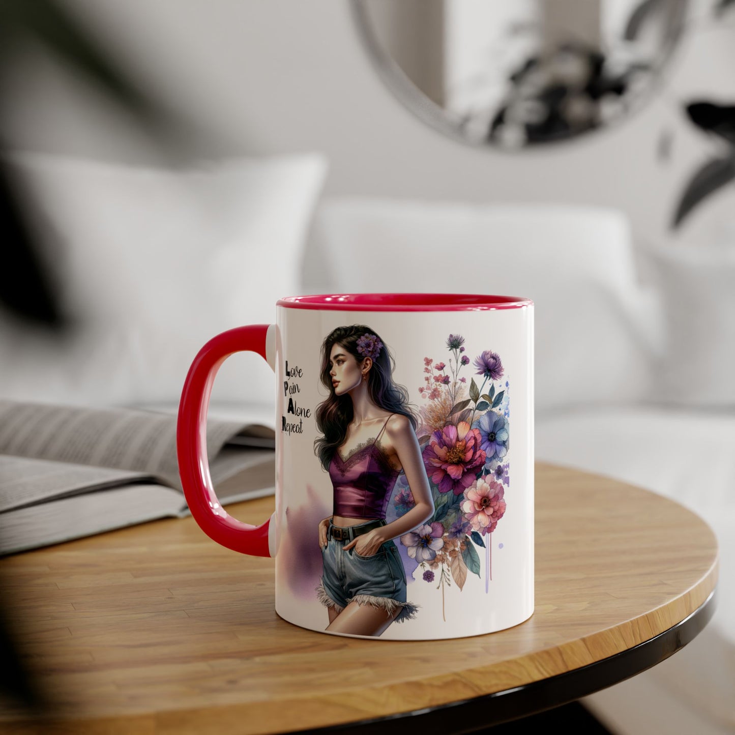 Floral Accent Mug, Personalized Coffee Cup, Artistic Drinkware, Unique Gift for Her, Women's Day Present, Home Decor
