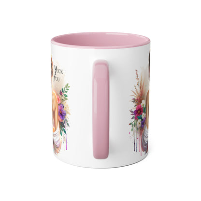 Bohemian Accent Mug with Floral Design, Yuck Fou  Coffee Cup, Unique Gift for Her, Inspirational Mug, Art Lover's Drinkware