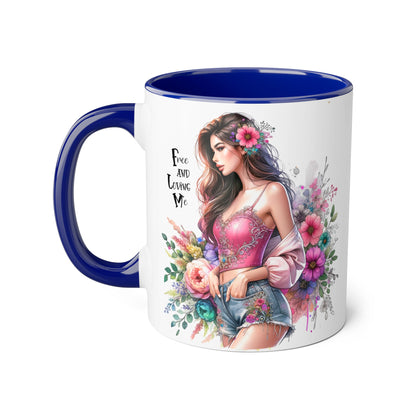 Bohemian Floral Accent Mug, 11oz Coffee Cup, Artisanal Drinkware, Perfect Gift for Nature Lovers, Inspirational Quote Mug, Unique Home Decor