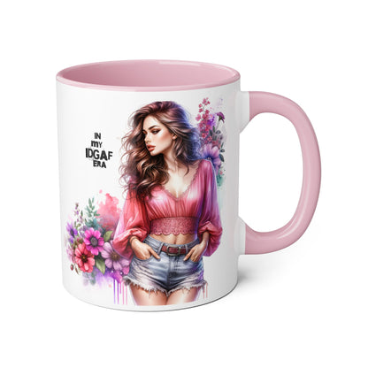 Floral IDGAF Accent Mug - Coffee Cup, Gift for Her, Trendy Mug, Unique Kitchen Decor, Flower Design