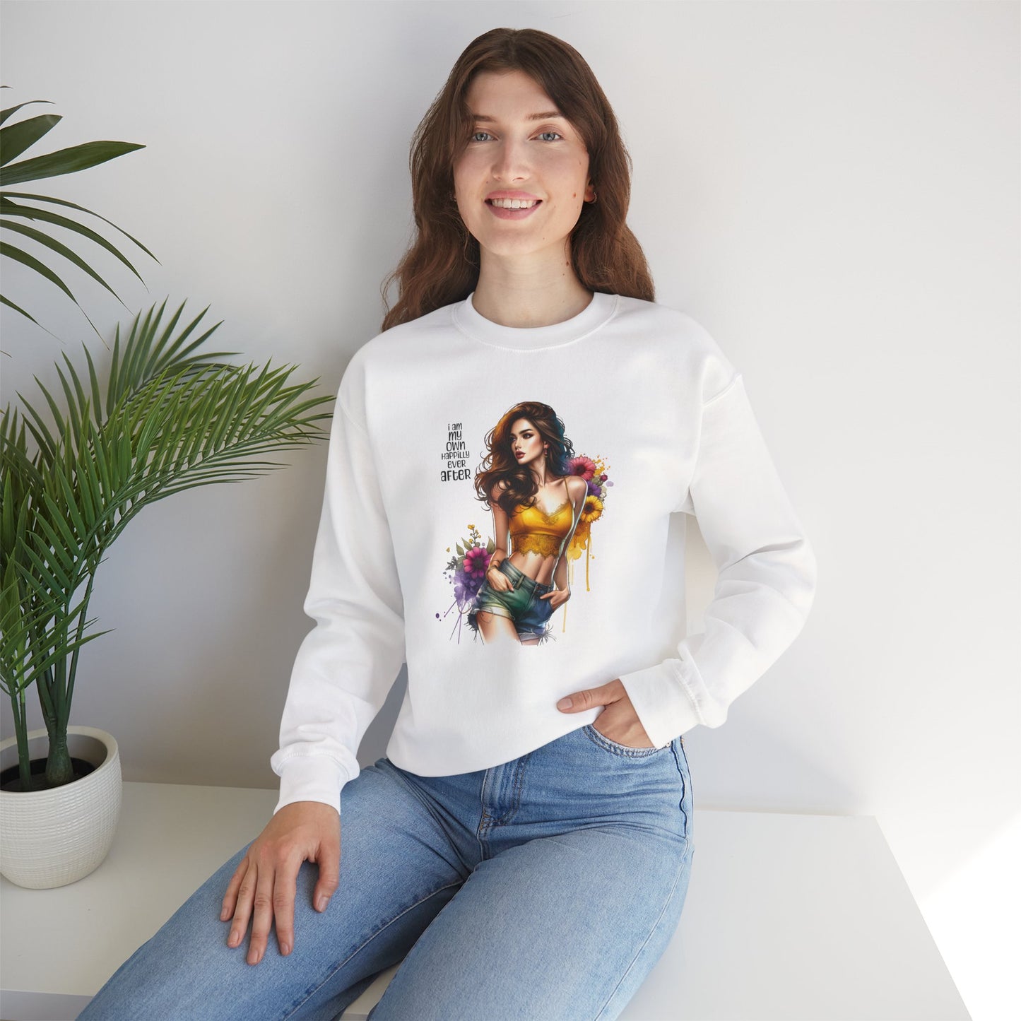 I Am My Own Happily Ever After  Stylish Inspirational Crewneck Sweatshirt, Cozy Unisex Pullover, Art Print Sweatshirt, Gift for Her, Everyday Wear, Colorful Design