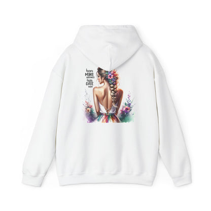 I Don`t Make Mistake, I Just Date Them Colorful Boho Sweatshirt - Girl Back Design, Cozy Gift for Spring, Art Lover's Hoodie, Perfect for Birthdays, Festivals, Casual Wear