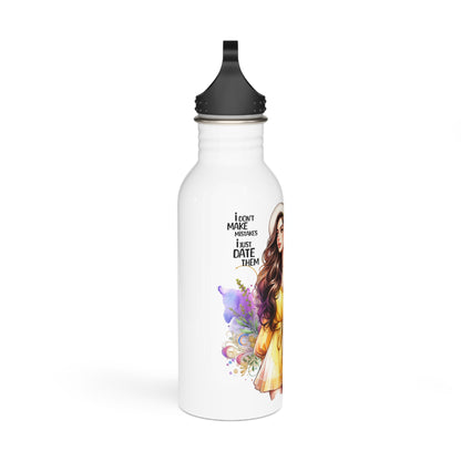 I Don't Make Mistakes, I Date Them Chic Traveling Water Bottle with Inspirational Quote, Reusable for Fitness, Outdoor Adventures, Gym, Eco-Friendly Gift for Her