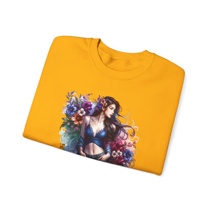 I Am My Own Happily Ever After  Floral Goddess Sweatshirt | Cozy Unisex Crewneck | Perfect Gift for Fall/Winter, Artistic Apparel, Wall Art Sweatshirt, Everyday Wear