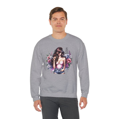 I Am My Own Happily Ever After  Floral Goddess Crewneck Sweatshirt, Cozy Women's Apparel, Boho Style, Gift for Her, Trendy Sweatshirt, Chic Layering Piece