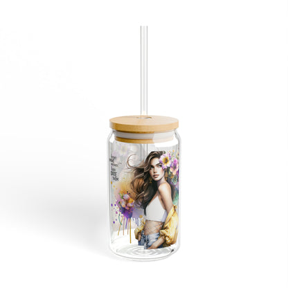 I Don't Make Mistakes, I Date Them Floral Sipper Glass, 16oz - Stylish Drinkware for Any Occasion, Perfect for Home, Parties, Gifts, Eco-Friendly, Unique Design