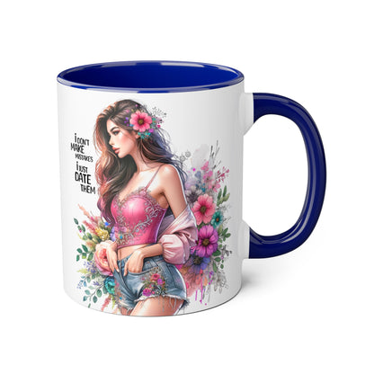 I Don't Make Mistakes, I Date Them Floral Accent Mug, Coffee Lover Gift, Tea Time Delight, Beautiful Floral Cup, Unique Gift for Her, Coffee Mug with Woman Design