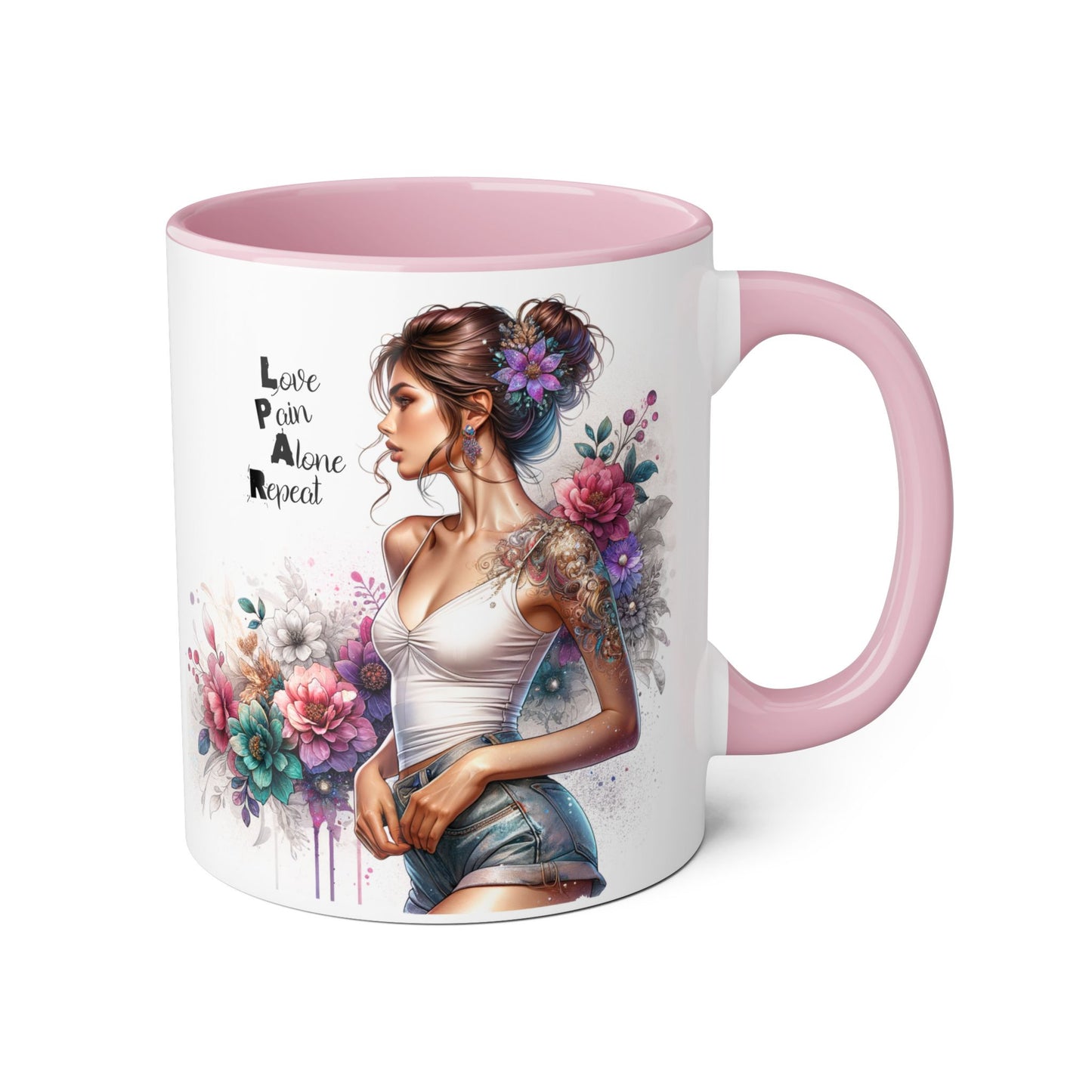 Floral Inspirational Accent Mug, 11oz - Motivational Gift for Mindfulness, Coffee Lovers, Self-Care, Birthday, Home Decor