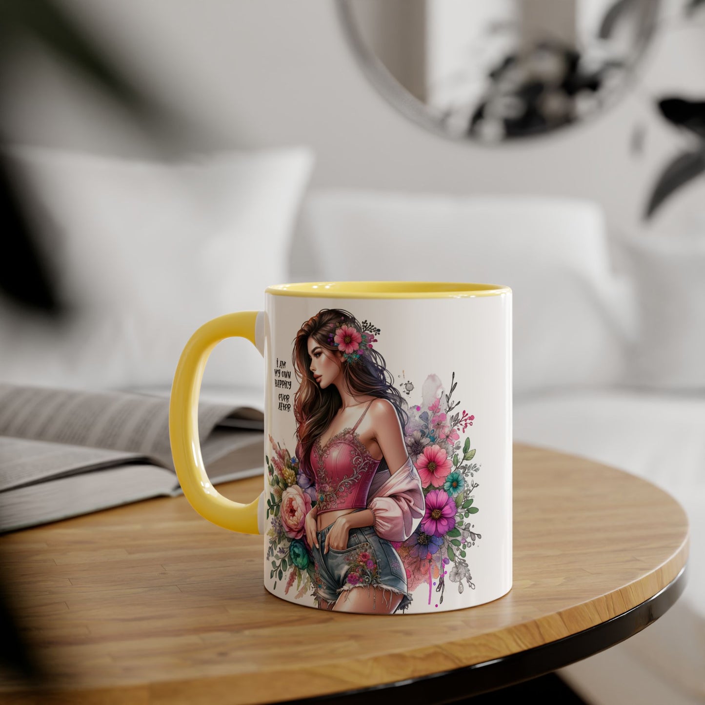 I Am My Own Happily Ever After Empowered Floral Accent Mug - 11oz with Inspirational Quote
