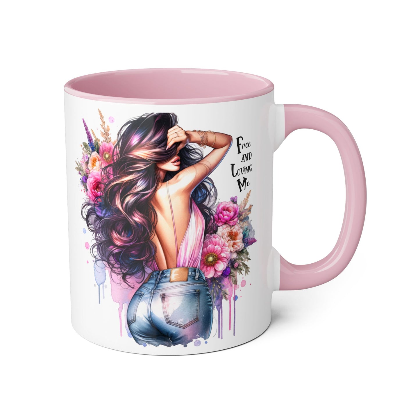 Boho Floral Accent Mug, Empowering Coffee Cup, Gift for Friends, Home Decor, Art Lover's Mug