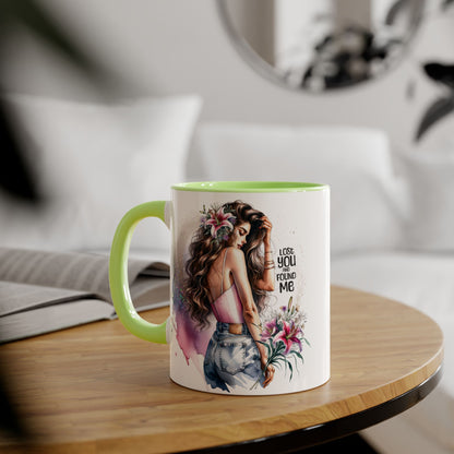 Lost You and Found Me Bohemian Accent Mugs - Lose You Found Me | Artistic Coffee Cup, Unique Gift, Decorative Drinkware, Floral Theme, Stylish Tea Mug
