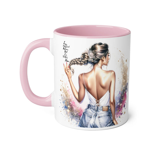 I Was Married Before But I'm Better Now Humoristic Artistic Accent Mug, 11oz | Vibrant Coffee Cup, Gift for Her, Inspirational Decor, Stylish Drinkware, Unique Artwork