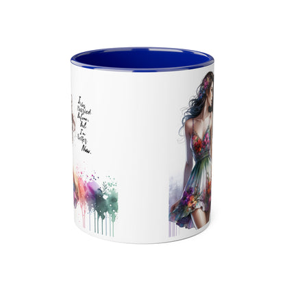 I Was Married Before But I'm Better Now Humoristic Floral Art Accent Mug, Inspirational Coffee Cup, Unique Gift for Her, Spring Decor, Creative Homeware