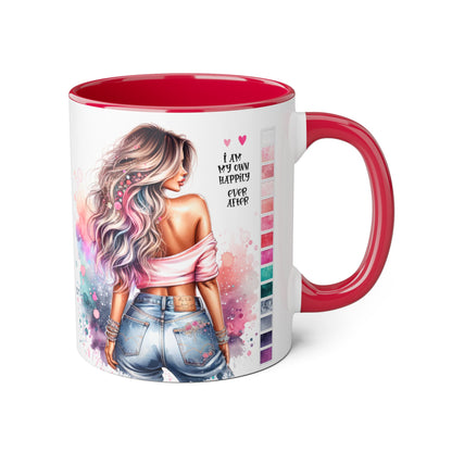 I Am My Own Happily Ever After Colorful Inspirational Accent Mug - Perfect for Coffee Lovers, Art Enthusiasts, Gift Ideas, Motivational Coffee Cup, Cozy Vibes