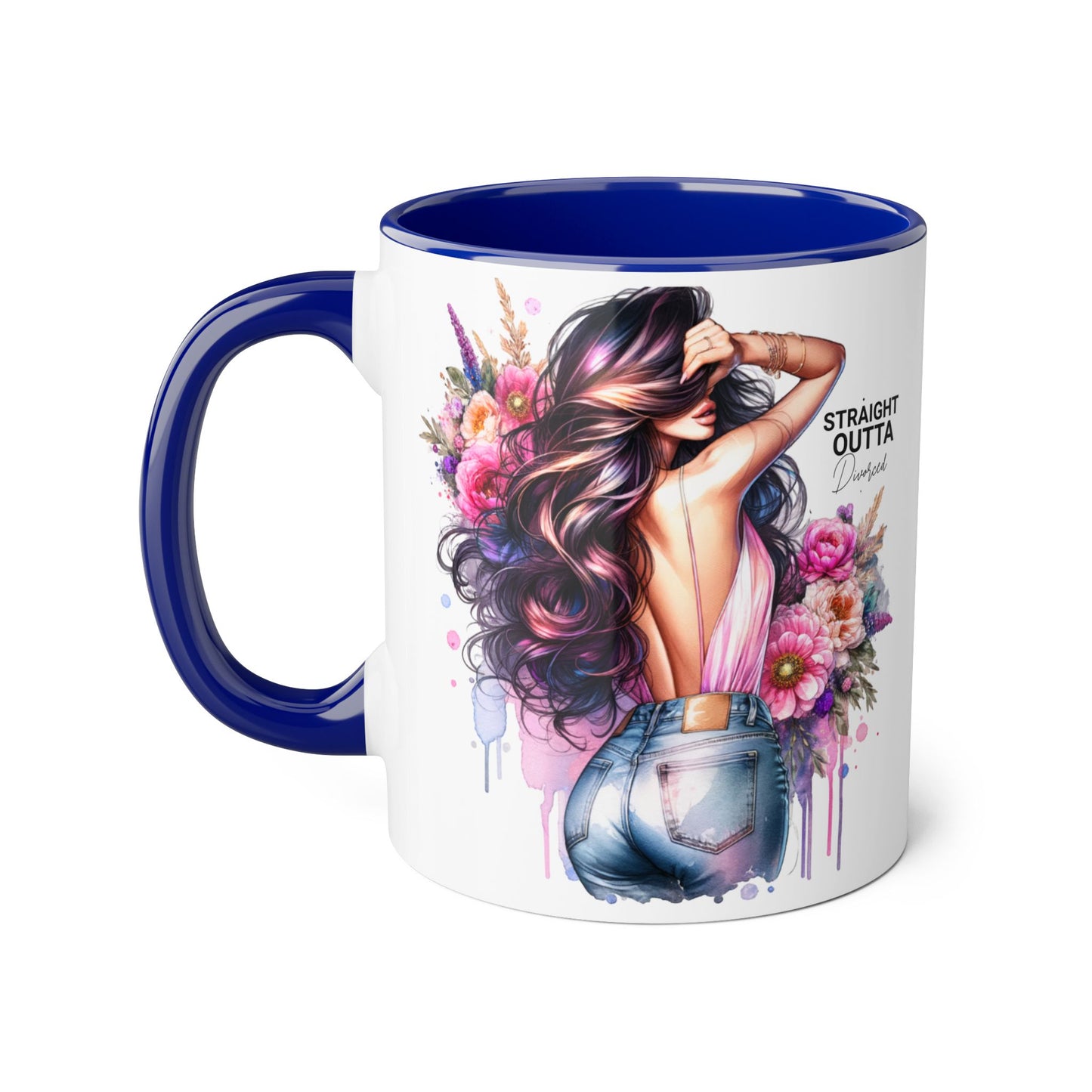 Straight Outta Divorced Humoristic Floral Art Accent Mug - Perfect for Coffee Lovers, Gift for Her, Home Decor, Inspirational, Mother's Day