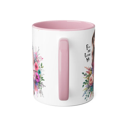 Bohemian Floral Accent Mug, 11oz Coffee Cup, Artisanal Drinkware, Perfect Gift for Nature Lovers, Inspirational Quote Mug, Unique Home Decor