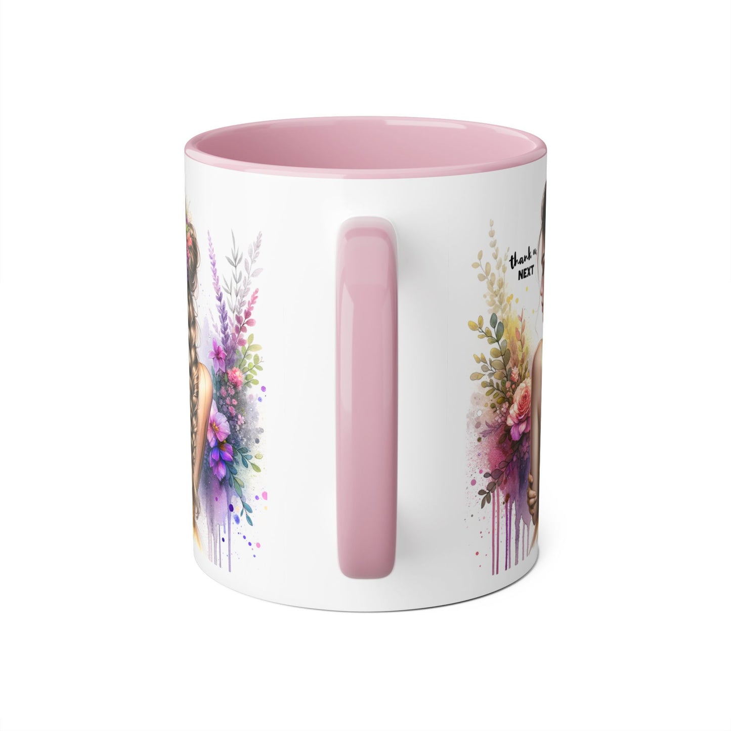 Thank U, Next Floral Art Accent Mug - Perfect Gift for Coffee Lovers, Boho Decor, Birthday, Tea Time, Home Office