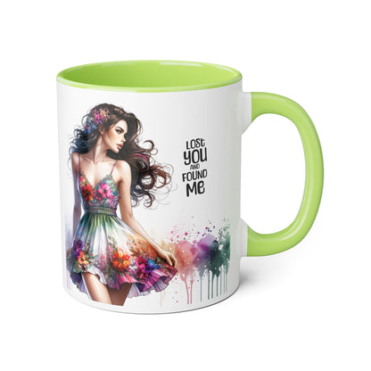 Lost You and Found Me Floral Dreamer Accent Mug | Colorful Coffee Cup | Inspirational Gift for Her | Artistic Drinkware | Perfect for Holidays & Celebrations