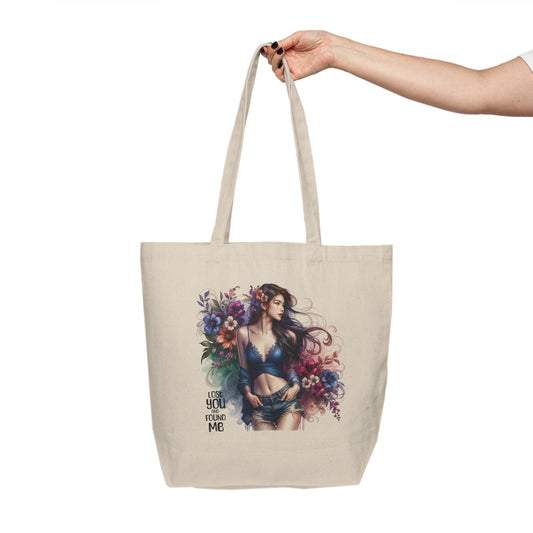 Lost You and Found Me Floral Art Canvas Tote Bag - Botanical Shopping Bag, Eco-Friendly Grocery Tote, Gift for Her, Unique Flower Pattern, Boho Chic Style