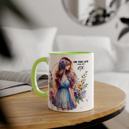 I'm Too Cute For My Ex Floral Ex-Partner Mug, Coffee Cup for Breakup Gifts, Girlfriend Present, Humor Mug, Cute Gift Idea for Her
