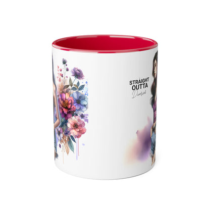 Straight Outta Divorced Humoristic Artistic Accent Mug, Unique Floral Coffee Cup, Gift for Her, Home Decor, Straight Outta Design, Inspirational Tea Mug