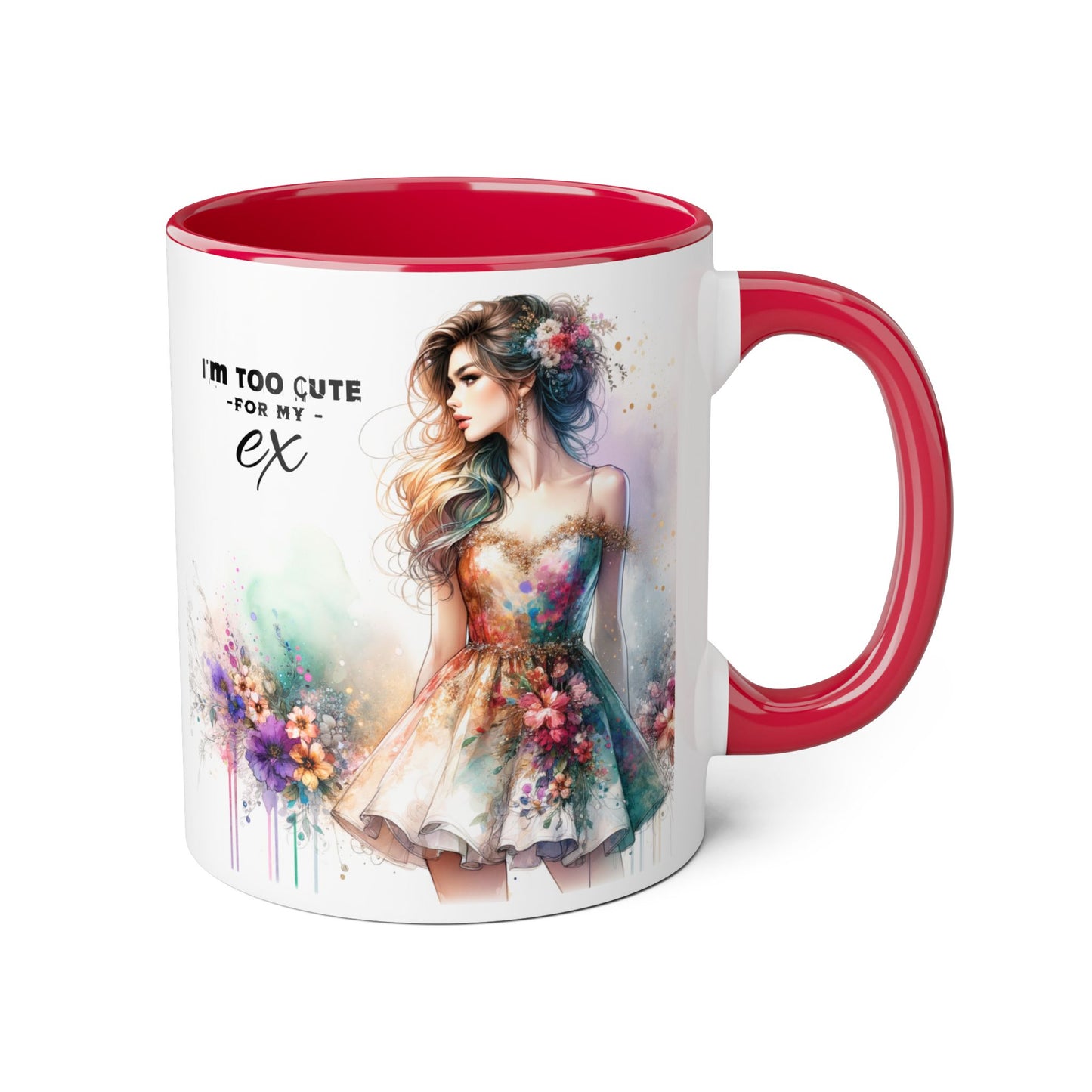 I'm Too Cute For My Ex Accent Mug, 11oz Coffee Cup, Gift for Her, Unique Relationship Humor, Friendship Tea Mug, Quirky Birthday Present