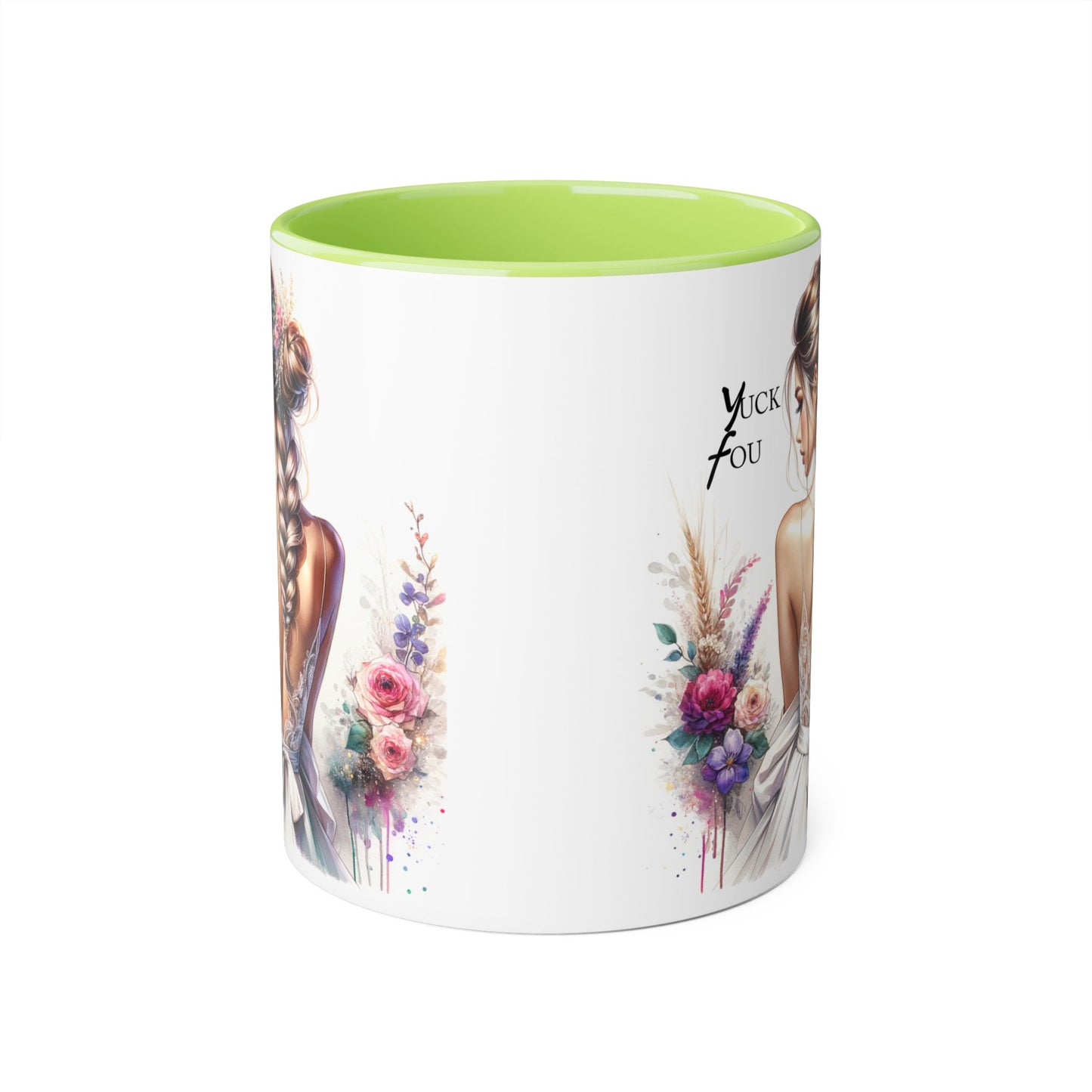 Yuck Fou Elegant Floral Accent Mug, 11oz - Inspirational Gift for Her, Coffee Lover, Home Decor, Wedding Gift, Personalized Tea Cup