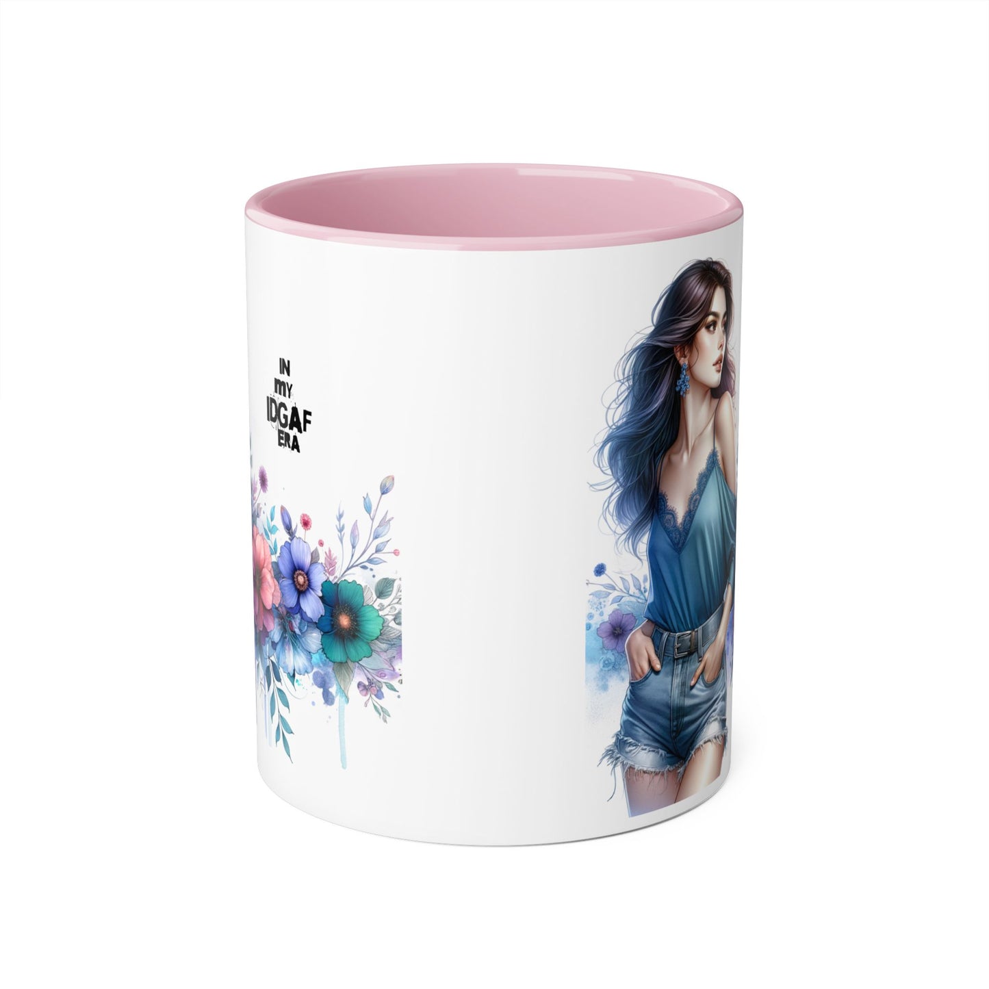 Chic IDGAF Accent Mug, Floral Art, Gift for Her, Coffee Lover, Unique Decor, Trendy Mug, Self-Care Gift