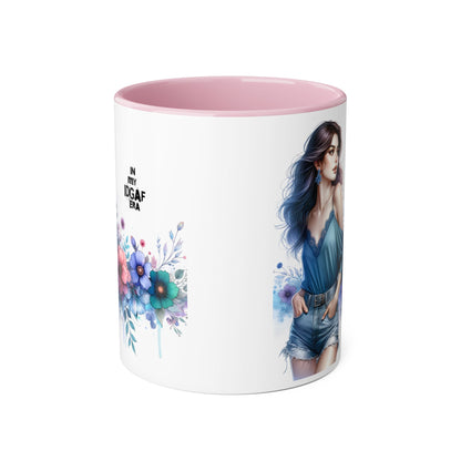 Chic IDGAF Accent Mug, Floral Art, Gift for Her, Coffee Lover, Unique Decor, Trendy Mug, Self-Care Gift