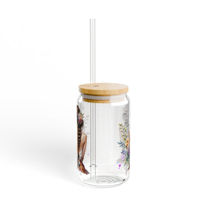 I Don't Make Mistakes, I Date Them Stylish Floral Sipper Glass with Straw, 16oz - Eco-friendly Drinkware, Perfect for Summer Sipping, Gift for Her, Home Bar Accessory