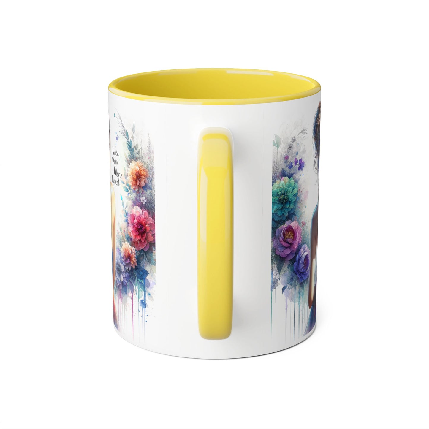 Floral Accent Mug - Vibrant Coffee Cup, Gift for Her, Home Decor, Inspirational Quotes, Art Lover's Mug, Tea Lover's Gift