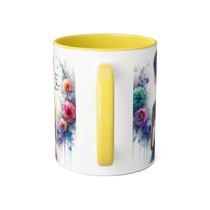 Floral Accent Mug - Vibrant Coffee Cup, Gift for Her, Home Decor, Inspirational Quotes, Art Lover's Mug, Tea Lover's Gift