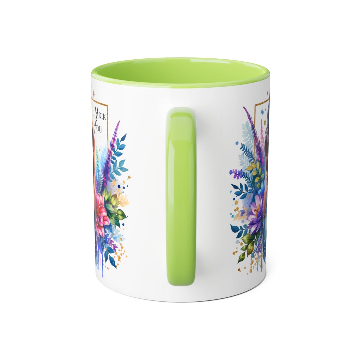 Yuck Fou Bohemian Floral Accent Mug, 11oz, Artistic Coffee Cup, Gift for Her, Stylish Drinkware, Home Decor, Unique Kitchen Accessories