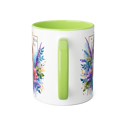 Yuck Fou Bohemian Floral Accent Mug, 11oz, Artistic Coffee Cup, Gift for Her, Stylish Drinkware, Home Decor, Unique Kitchen Accessories