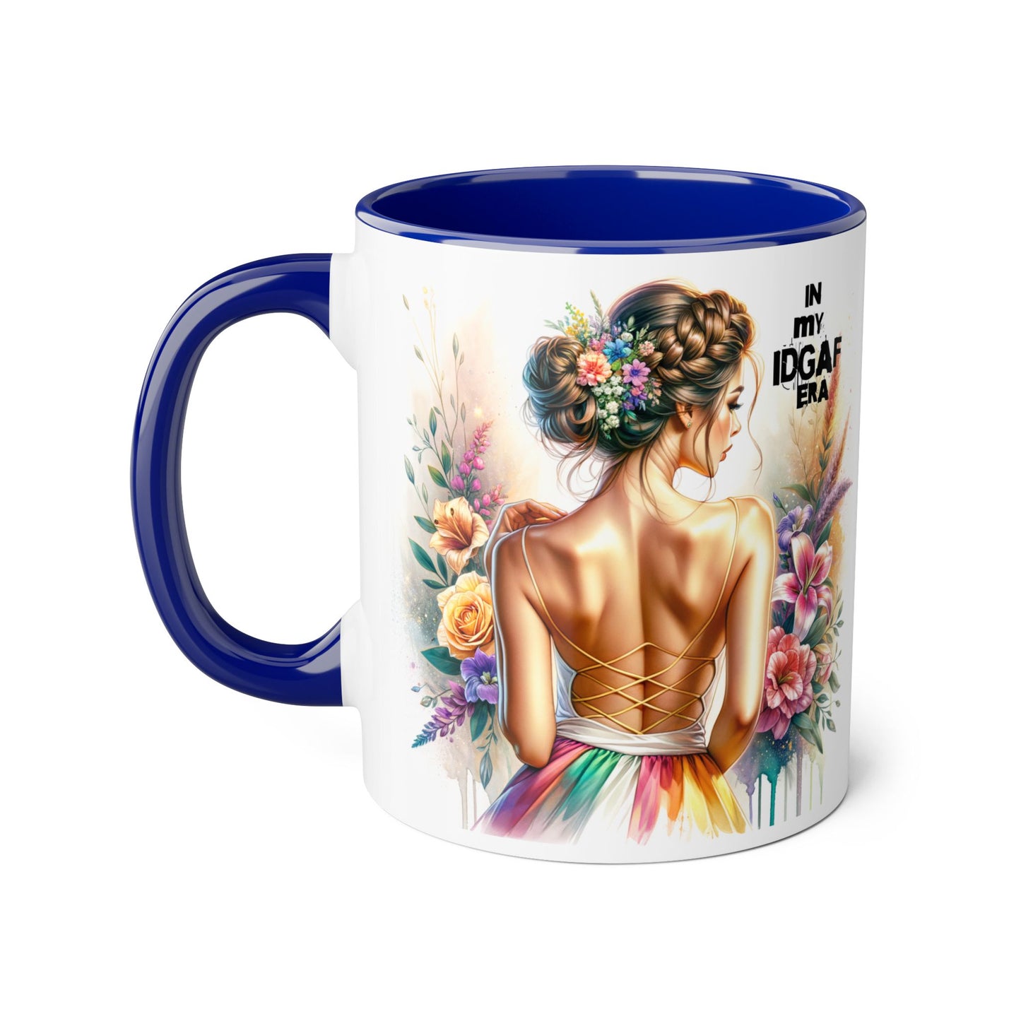 Bold Floral IDGAF Era Mug, Artistic Coffee Cup, Gift for Her, Self-Care, Coffee Lovers, Inspirational Drinkware