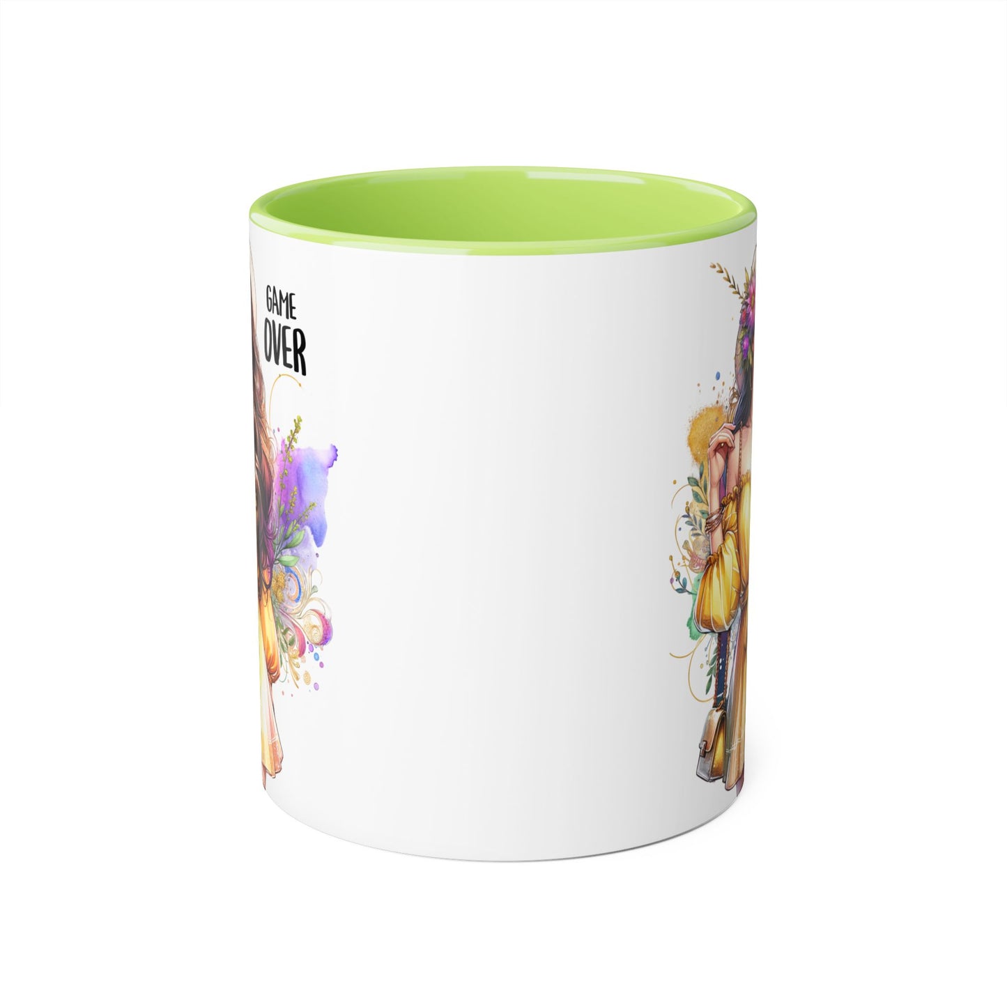 Colorful Game Over Accent Mug, 11oz Coffee Cup, Unique Art Gift, Fun Drinkware, Birthday, Celebration, Decorative Mug