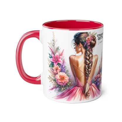 Straight Outta Divorced Humoristic Floral Art Accent Mug - Perfect Gift for Friends, Birthday Celebration, Mother's Day, Coffee Lover, Home Decor