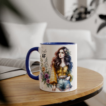 Single AF Accent Mug, Floral Coffee Cup, Gift for Single Friends, Cute Relationship Humor Mug, Funny Birthday Mug, Tea Lover Gift