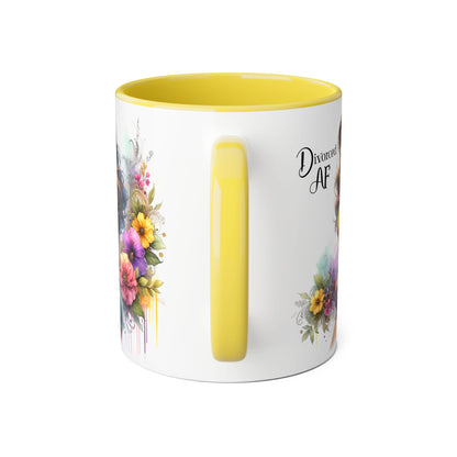 Divorced AF Floral Accent Mug, Humor Coffee Cup, Gift for Divorce Celebration, Self-Love Mug, Unique Present for Her