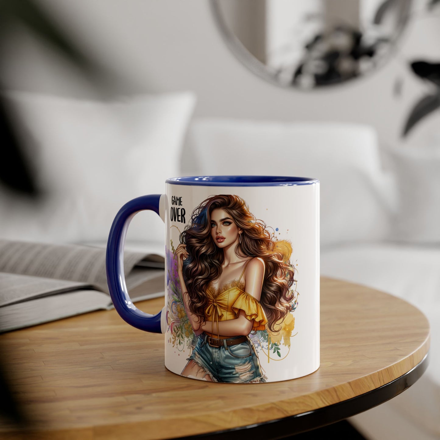 Game Over Accent Mug, 11oz Coffee Cup for Gaming Lovers, Unique Gift for Her, Fun Drinkware for Celebrations, Stylish Tea Mug