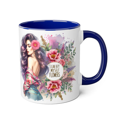 I Can Buy Myself Flowers Floral Inspiration Mug, Unique Gift for Her, Coffee Cup, Self-Care Item, Beautiful Floral Design