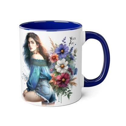 Bohemian Accent Mug - Yuck Fou Floral Design, Gift for Artists, Unique Coffee Cup, Home Decor, Stylish Drinkware